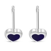 Lapiz Lazuli Heart Silver Stud Earrings, e344